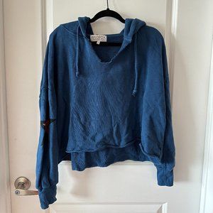 Blue Wildfox Cropped Hoodie With Star Details